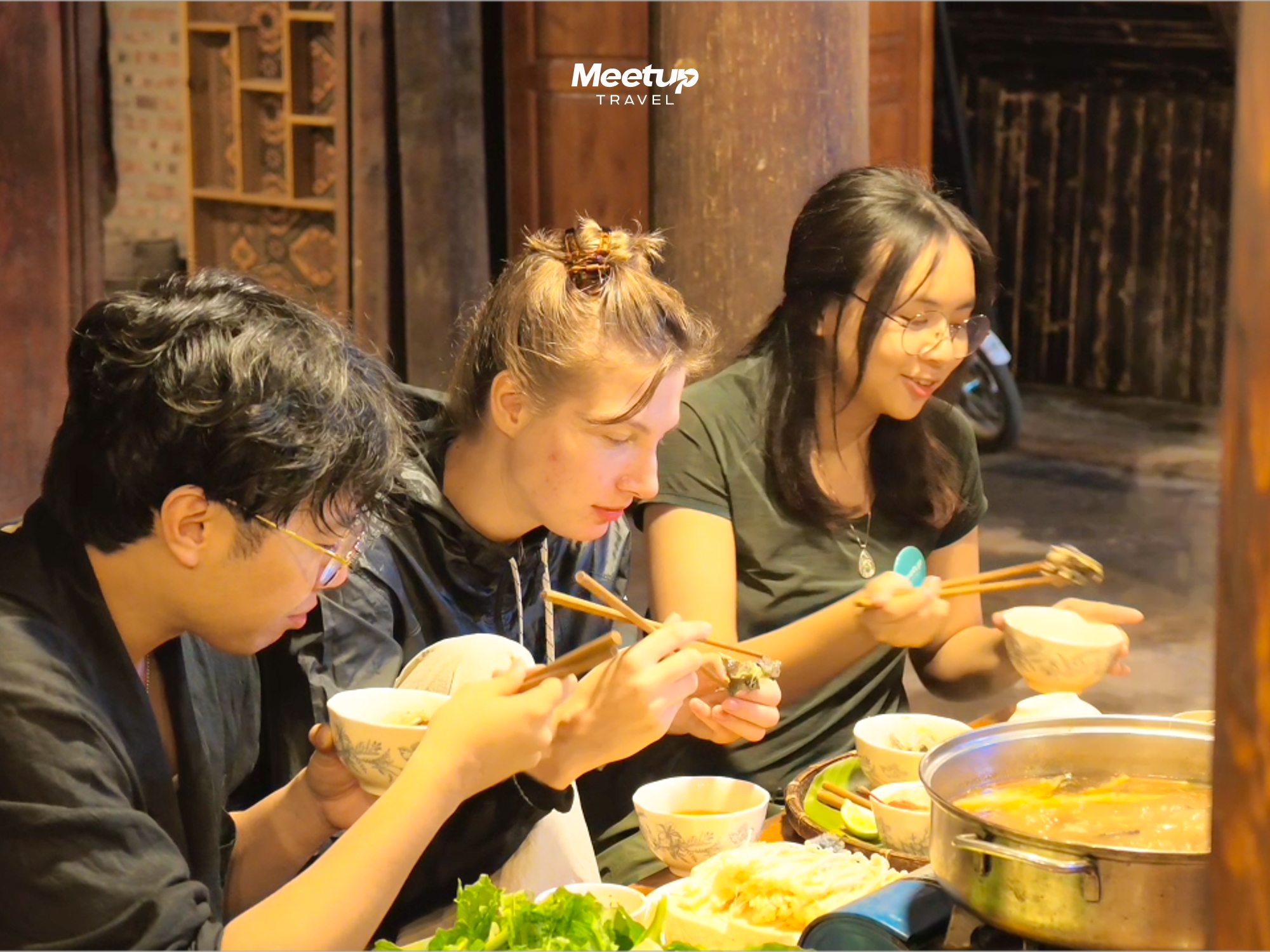 Dinner with the host family in Ta Phin