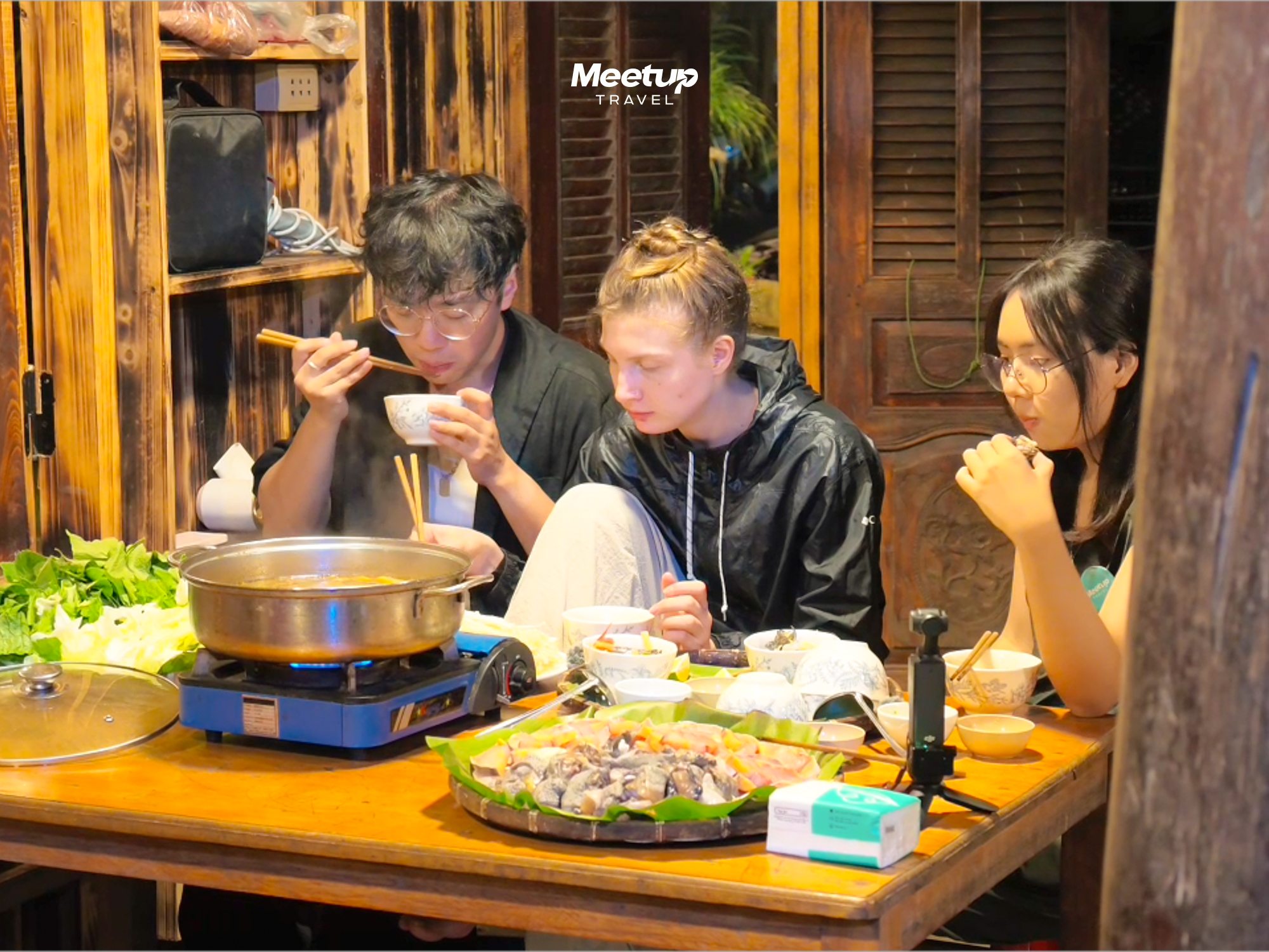 Dinner by the fire at the homestay, photo 2