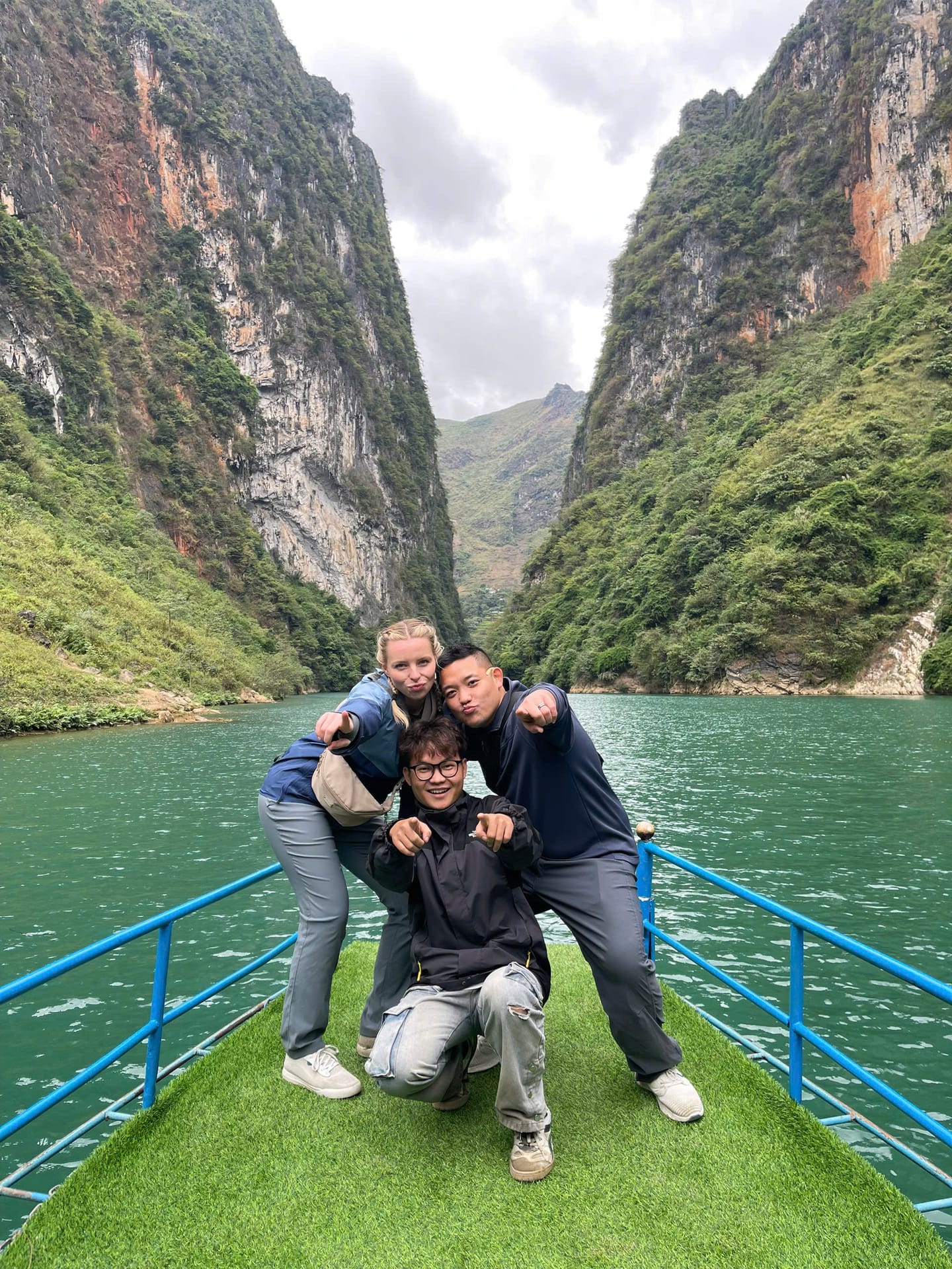 Local guide leading travellers on a Vietnam tour