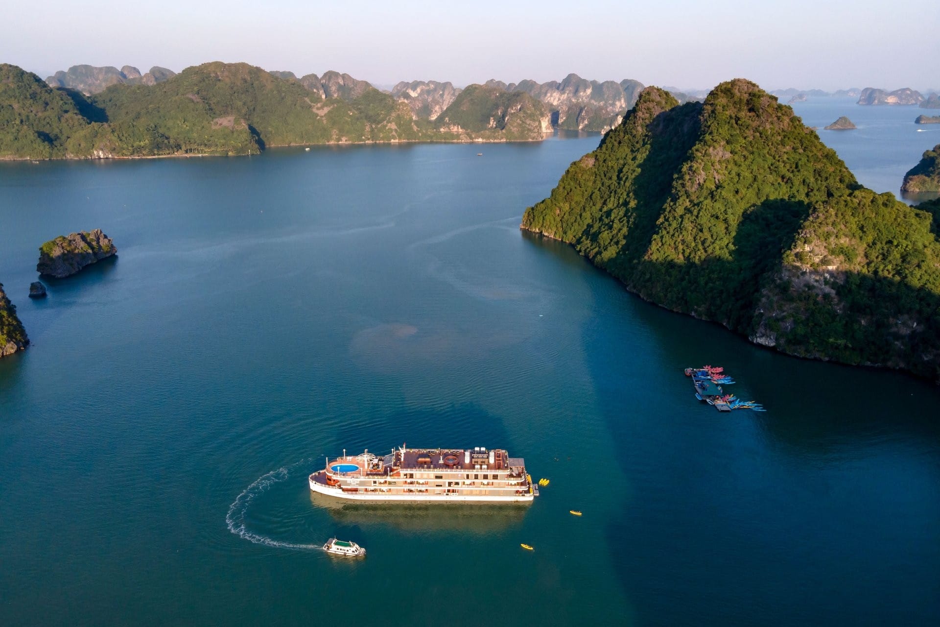 Cruising past the iconic limestone islands of Ha Long Bay in Northern Vietnam.