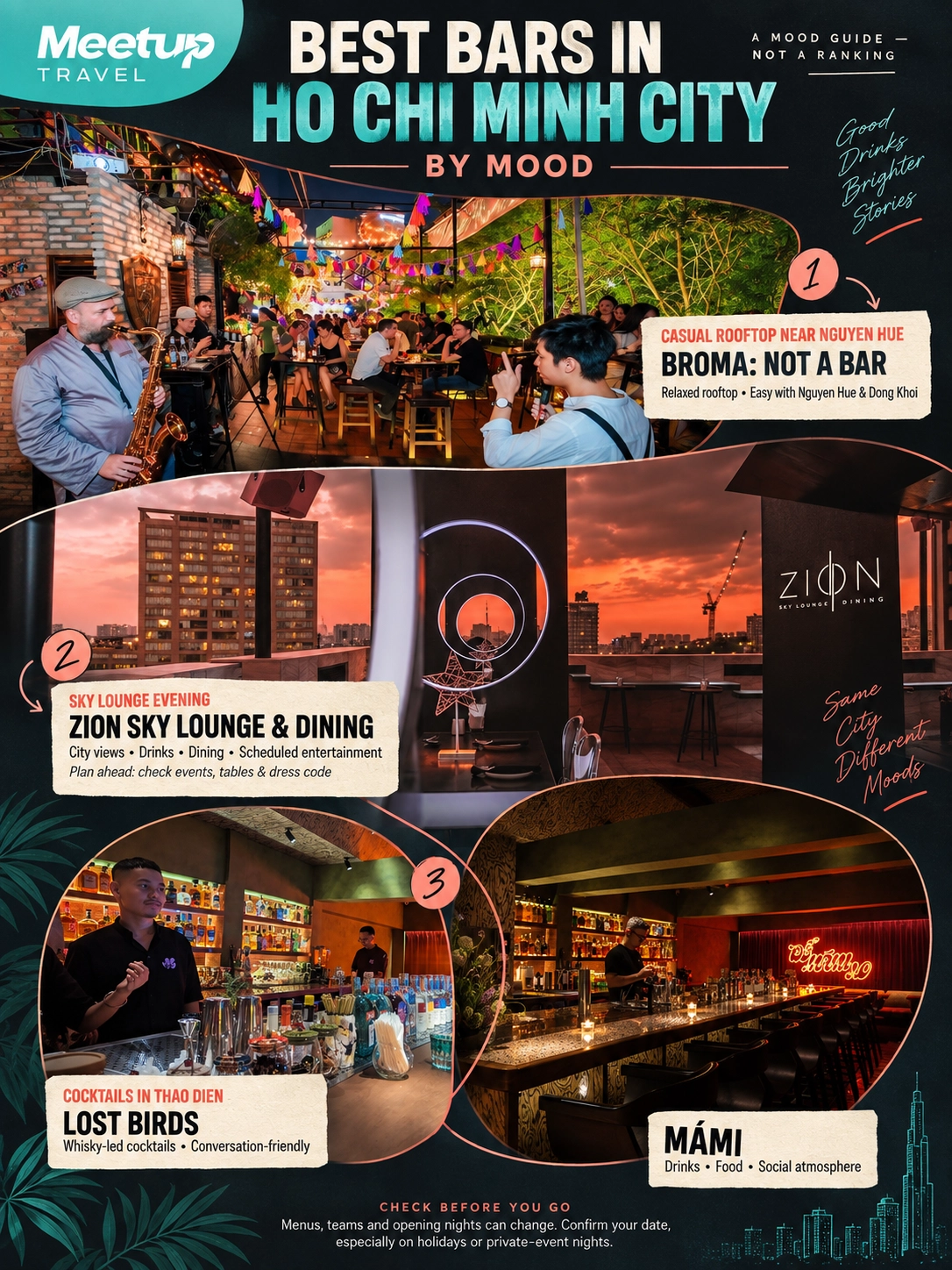 Infographic matching Ho Chi Minh City bars to the kind of evening you want