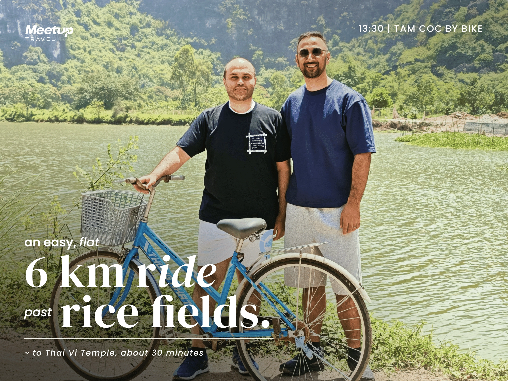 an easy flat 6 km ride past rice fields